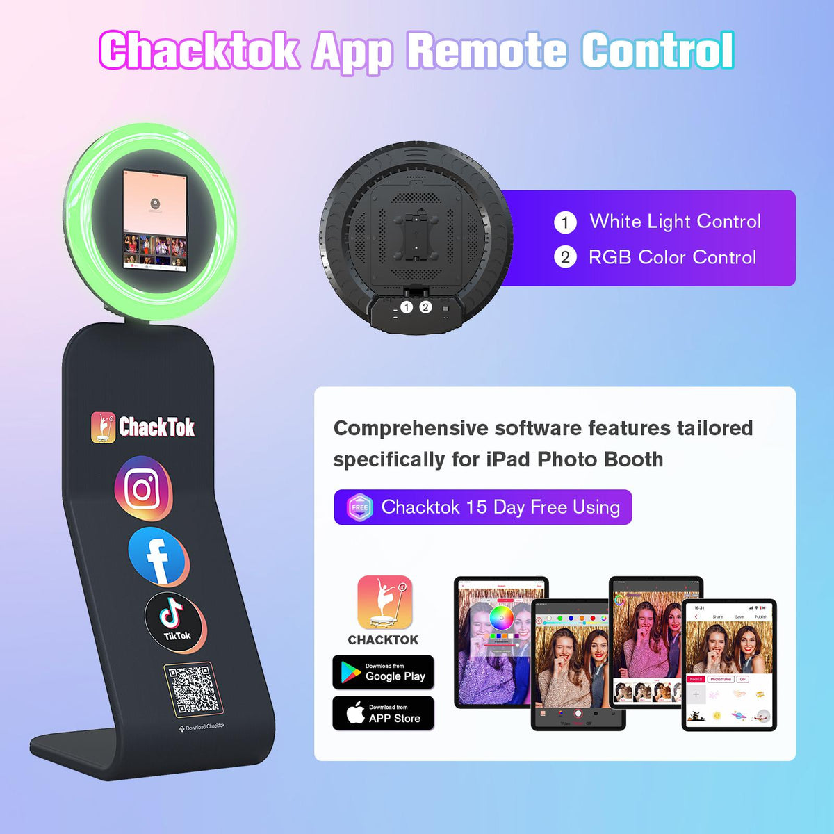 MWE Portable Photo Booth Compatible with Any Ipad, for Ipad Photo Booth Shell Stand Photo Booth Software for Party and Wedding