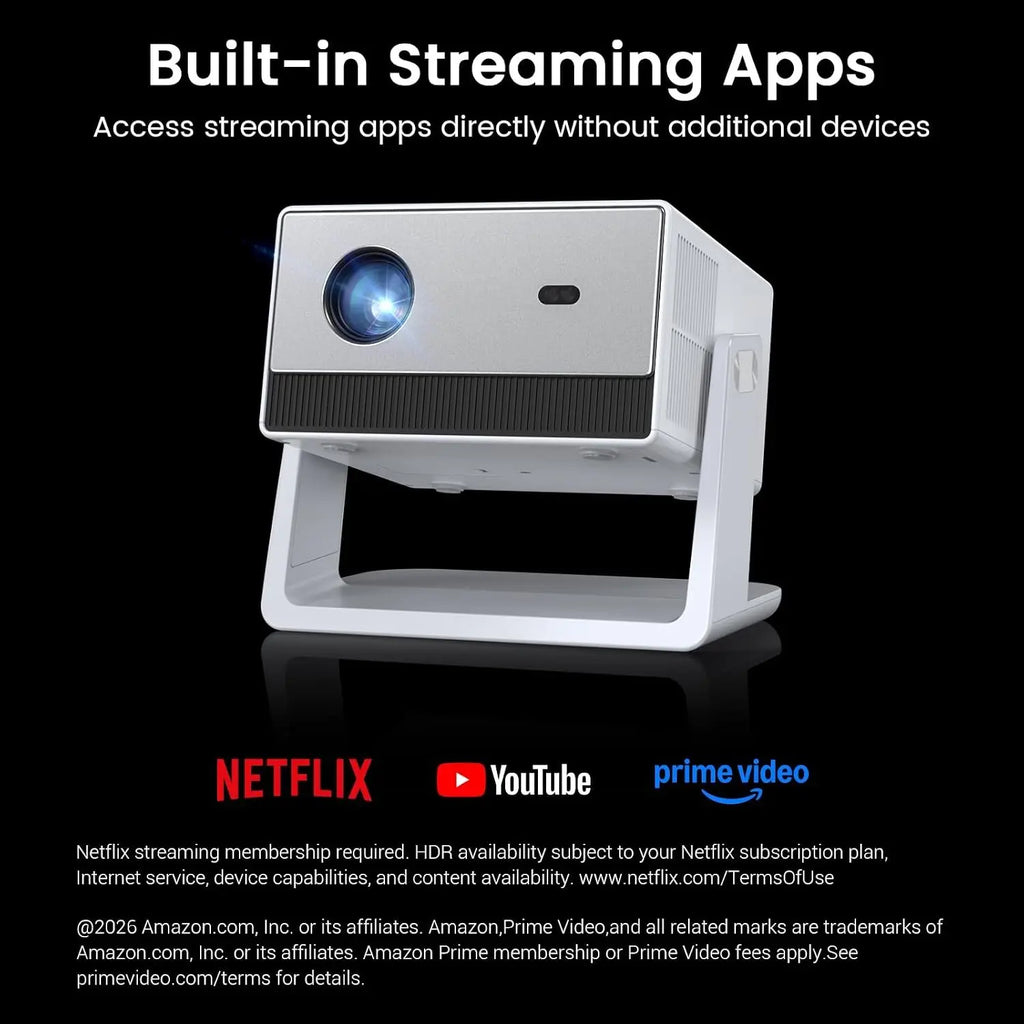 1500 ANSI 4K Decoding Outdoor Projector with -in Streaming App
