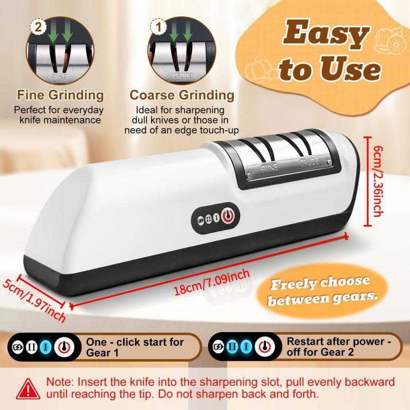 Rechargeable Electric Kitchen Knife Sharpener, Compact Portable Cordless Knife Sharpener with Diamonds for Steel Knives and Fruit Knife, 2 Stage Automatic Knife Sharpening Helps Restore & Polish Blades Quickly