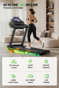 Umay Treadmill with Handrails and Incline, 16% Slope Adjustment, Home Fitness Walking Machine, 300 lbs Weight Capacity，Summer wins