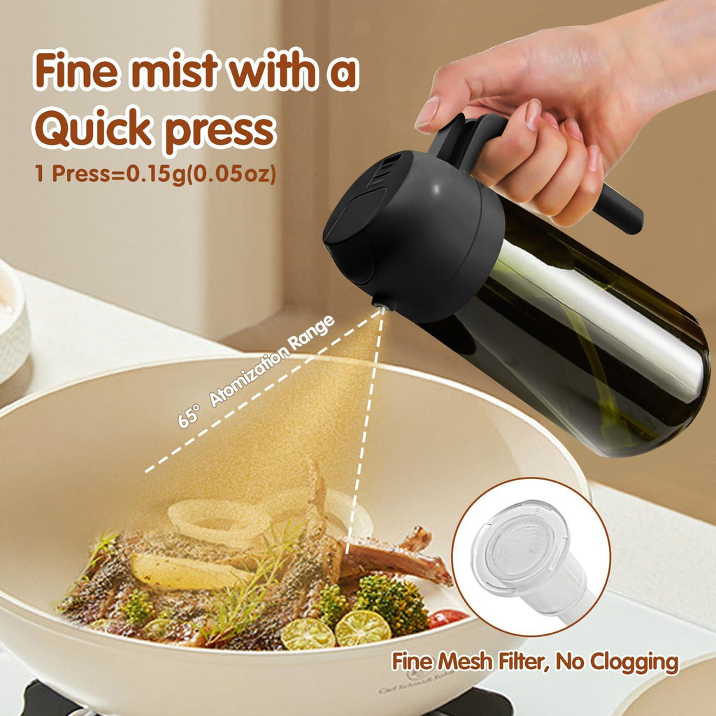 16 oz Glass Oil Spray Bottle, Oil Mister Spray Bottle for Cooking, 2-in-1 Olive Oil Sprayer and Kitchen Cooking Oil Dispenser, Glass Oil Bottle for Kitchen with 470 mL Aroma Mist Spray-and-Pour Design, Home Use Kitchenware, Kitchen Gadgets #GLOBAL...