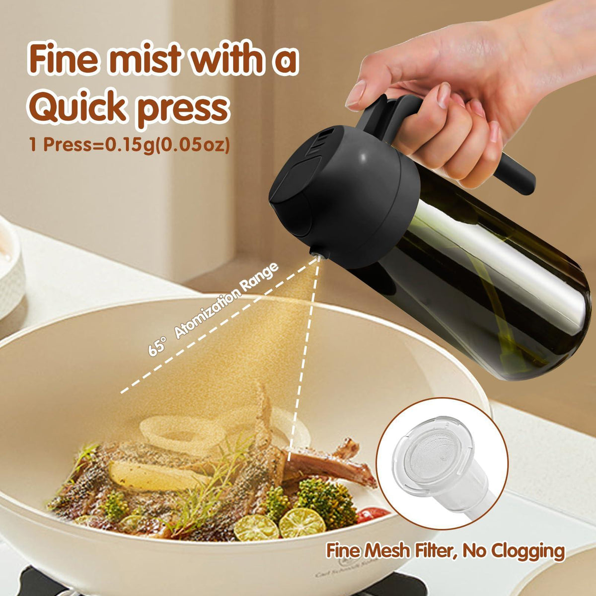16 oz Glass Oil Spray Bottle, Oil Mister Spray Bottle for Cooking, 2-in-1 Olive Oil Sprayer and Kitchen Cooking Oil Dispenser, Glass Oil Bottle for Kitchen with 470 mL Aroma Mist Spray-and-Pour Design, Home Use Kitchenware, Kitchen Gadgets #GLOBAL...