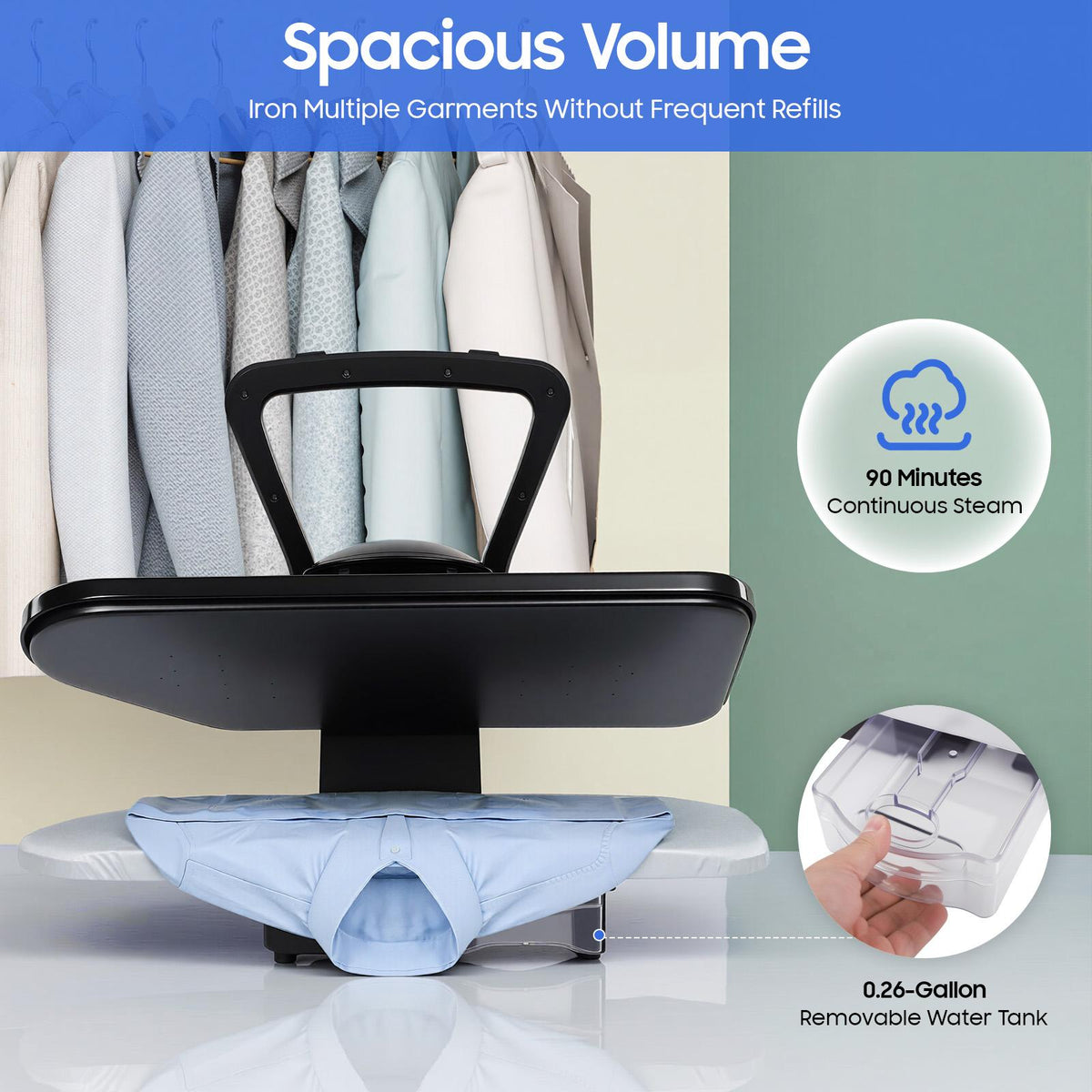 1600W 5-in-1 Corded Steaming Iron - Aluminum Build, 4 Mins Fast Warm-Up, 1.7M/ 5.58 Ft Cord, 1 Intelligent Steam Press, 1 Pressing Cushion, Spray Bottle Included - Tabletop Use for Clothing Shop, Households,sohochic