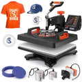 Gaomon 12x15 in Teflon-Coated 6-in-1 800W Heat Press Machine - 360° Swing Arm, Dual Tube, 210℃ Control Digital Industrial Sublimation Machine for Customizable T-Shirts, Shoes