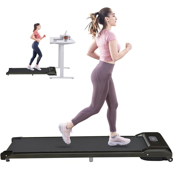 ROCKRAF 2 in 1 Electric Treadmill 2.5HP，Black,flat treadmill, Under Desk, foldable ultra-thin silent multi-functional indoor small, Remote Control, Display, Walking Jogging Running Machine Fitness Equipment for Home Gym Office