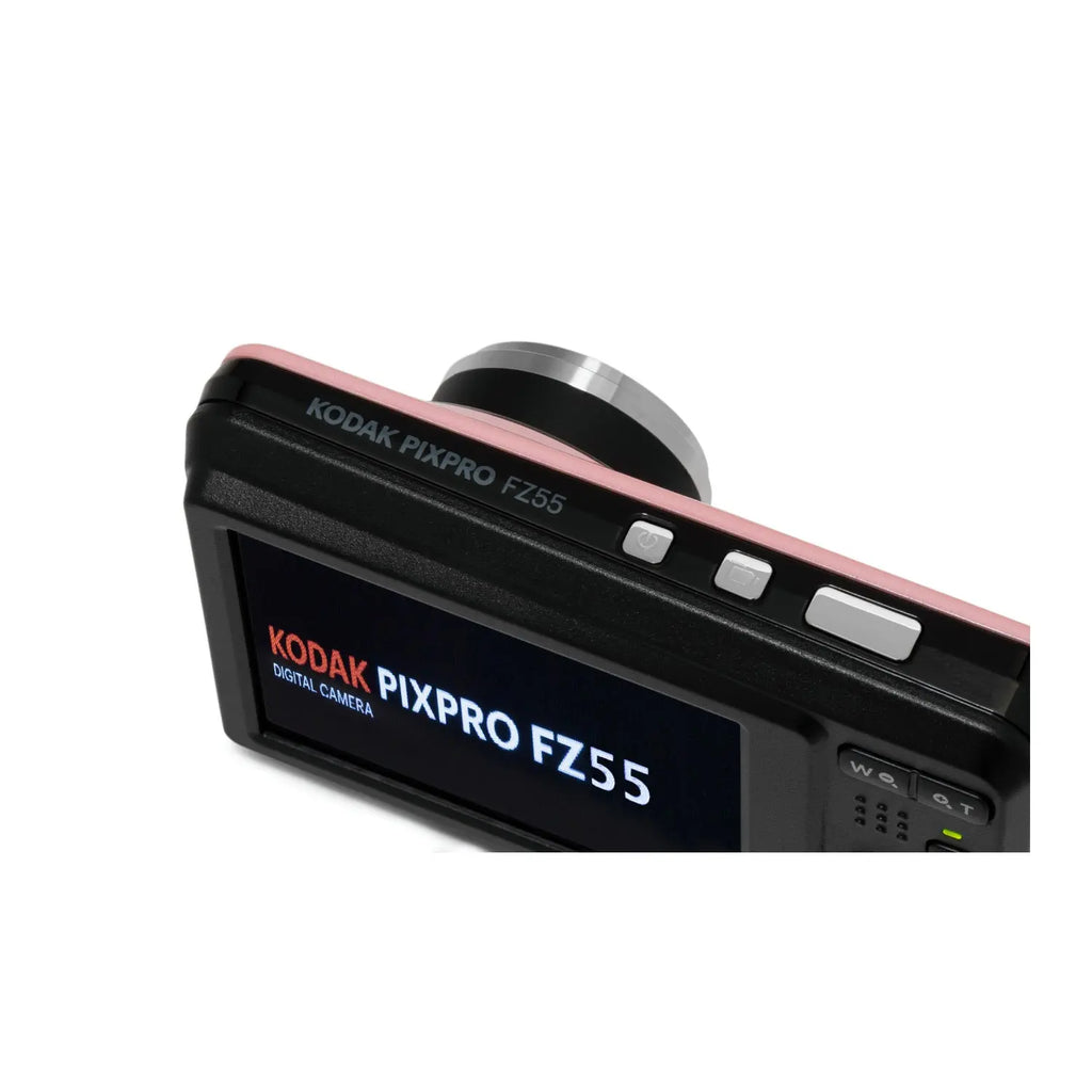 Kodak PixPro Friendly Zoom FZ55 Rechargeable Compact Digital Camera - 16MP CMOS Sensor, 5x Optical Zoom, Interchangeable Lens, 28mm Wide-Angle, 1080p Full HD, 2.7-inch LCD, Face Detect, Smile Detection, Blush Pink, for Events