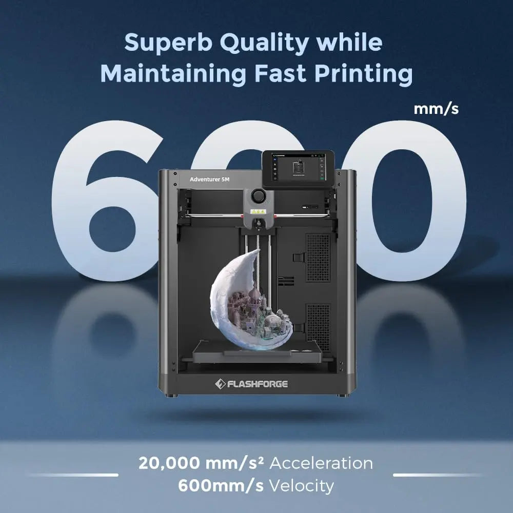 Flashforge AD5M 3D Printer for Beginners, 600mm/s High Speed Printing, Built-in Screen, Auto-Leveling Full-Auto 1-Click Leveling, 8.7x8.7x8.7in Build Volume, 1 Count, High-Quality 3D Printing Models Support, TikTok Shop Back to School