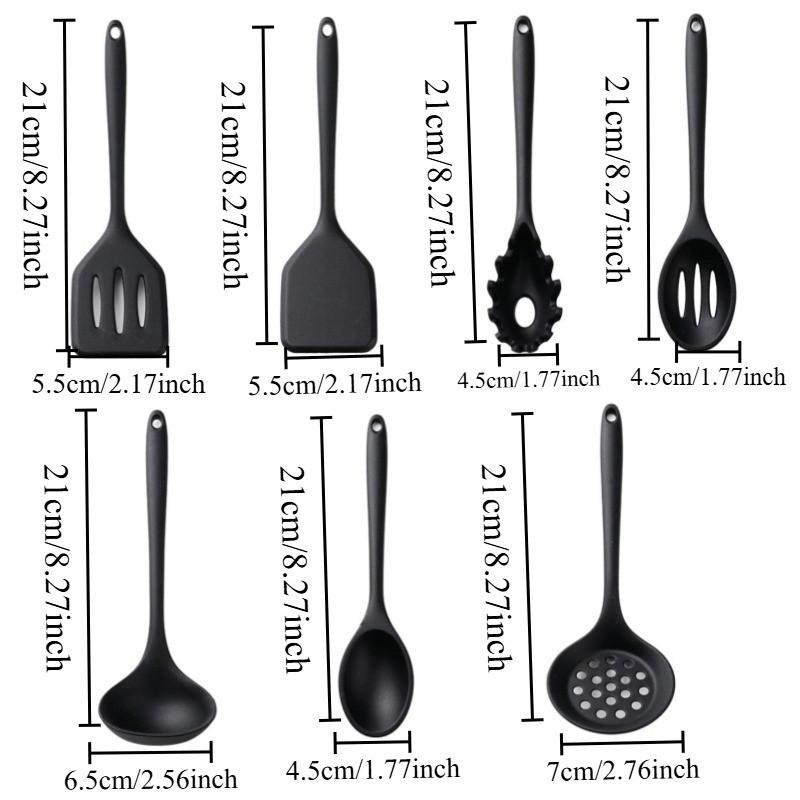 11-Piece Silicone Kitchen Utensil Set, Heat-Resistant Non-Stick Kitchen Utensils, Cooking Utensils, Tools and Gadgets, Long Handle, Camping Gear