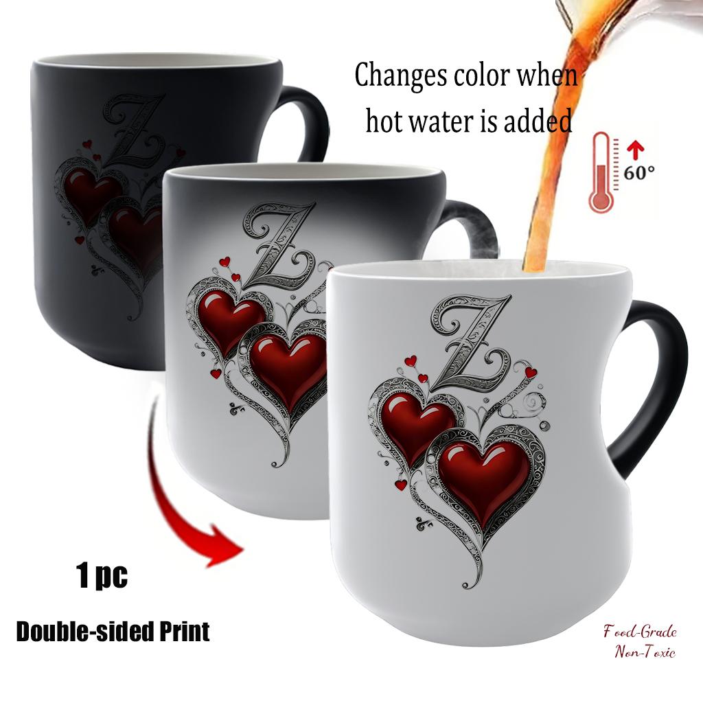 Vintage Shimmering Heart Fun Ceramic Mug, Thermosensitive Magic Color-Changing Beverage Mug, 11oz/330ml, Coffee Cups, Perfect Mother's Day Gift, Ideal for Friends, Lovers & Mothers, Novelty Coffee Mugs #GLOBAL PICKS