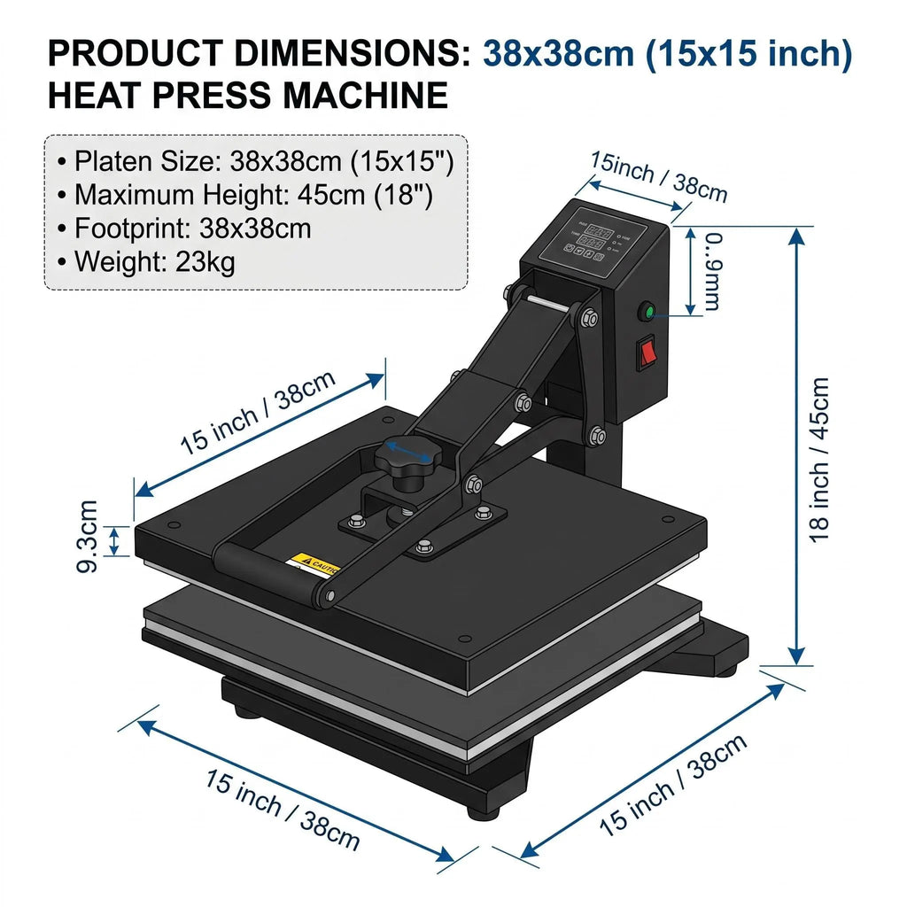 15x15ft Upgraded Heat Press Machine, t-Shirt Sublimation Heat Transfer with Teflon Coating 110V
