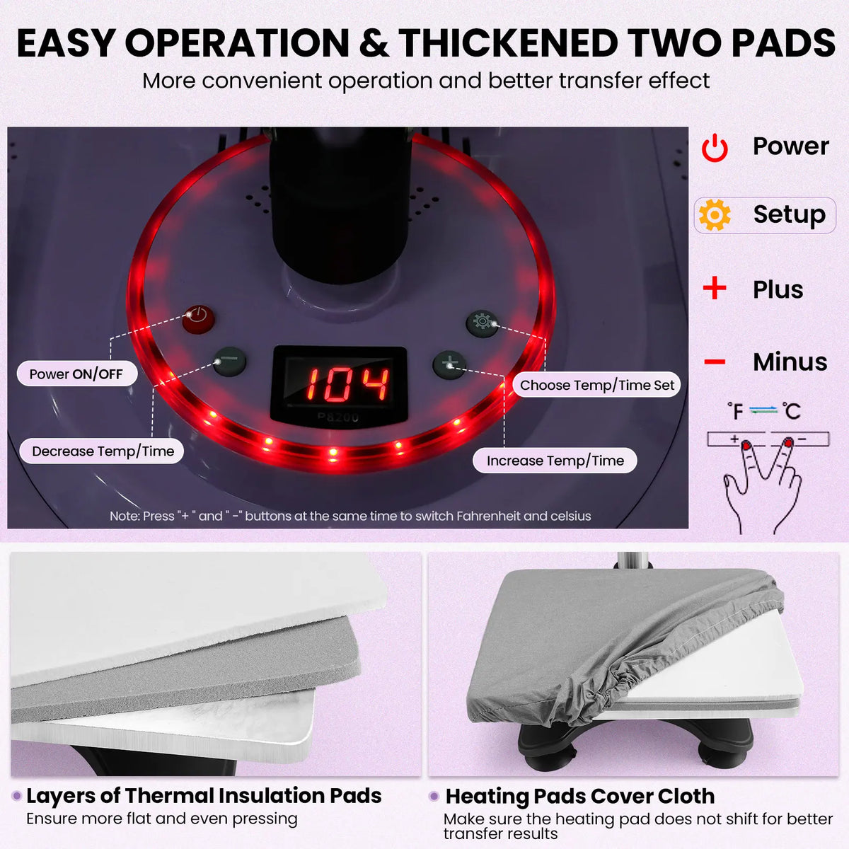 AKEYDIY Purple 5-in-1 Combo Heat Press Machine, 12" x 15" Industrial Swing Away with Digital LCD Control & Dual Tube, Sublimation Heat Transfer for Shirts/Mugs/Caps (DIY Supplies)