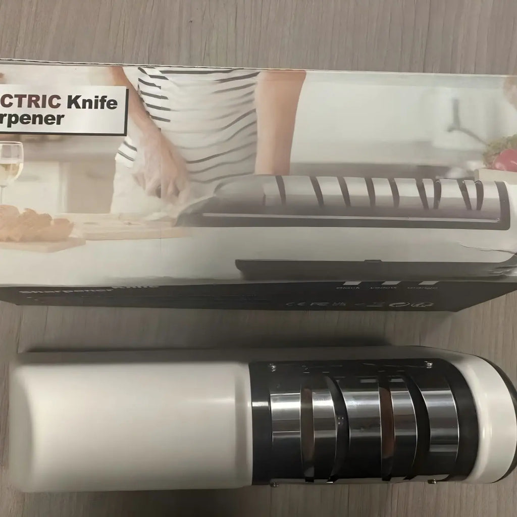 Rechargeable Electric Kitchen Knife Sharpener, Compact Portable Cordless Knife Sharpener with Diamonds for Steel Knives and Fruit Knife, 2 Stage Automatic Knife Sharpening Helps Restore & Polish Blades Quickly