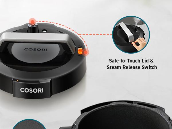 [live]COSORI 6-Qt Electric Aluminum Pressure Cooker - 9-in-1 Multifunction Appliance for 1-Pot Meals, Rice, Sauté, Sous Vide, Sterilizer, 1100W, Stainless Steel, Recipe Book, SohoChic Kitchen Appliances
