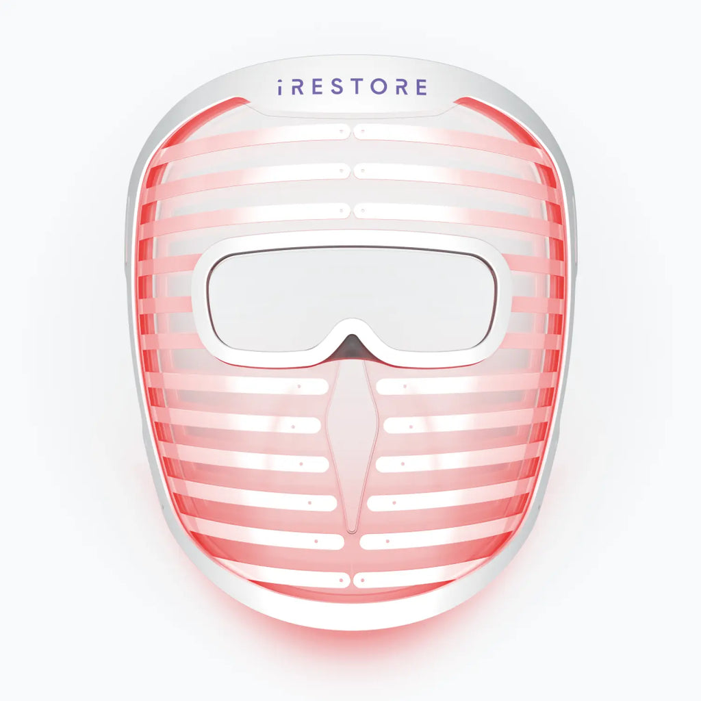 iRESTORE LED Face Mask Light Therapy for Youthful Radiant Skin Blue, Infrared & Red Light Therapy with 360 LEDs