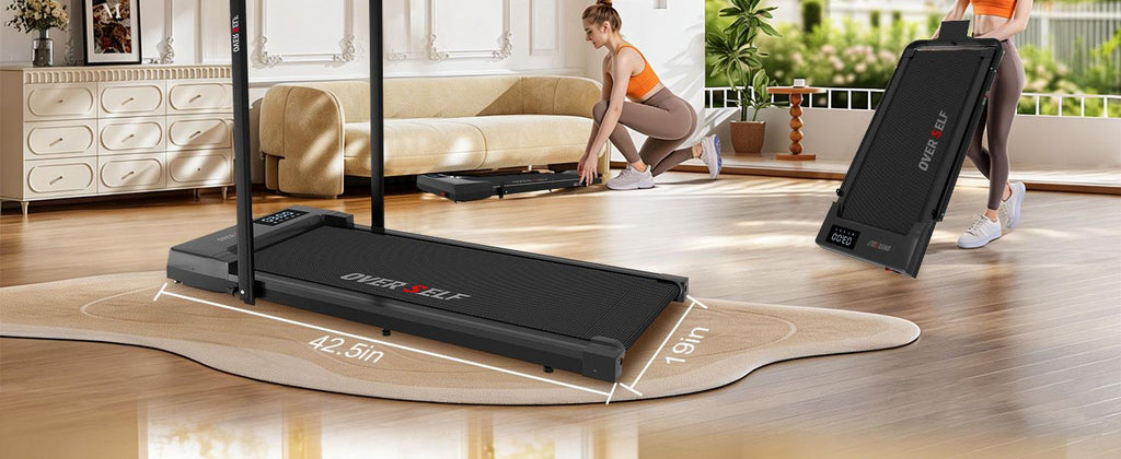 OVER SELF Walking Pad Treadmill, 6.2MPH Portable Folding Treadmill with Handlebar & Remote Controller, Flat & 3-Level Manual Incline Options for Home & Office, Under Desk Treadmill Easy Storage Home Gym Fitness Equipment Workout Gear, Summervibes