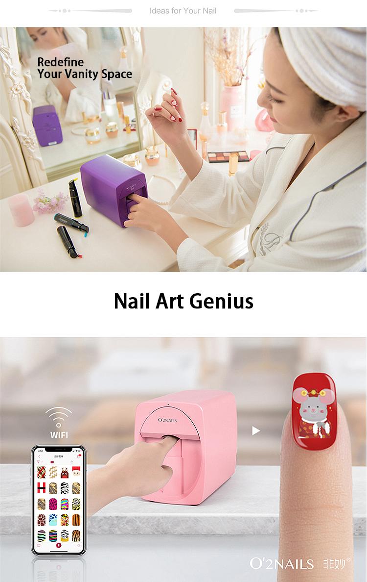 O2Nails 3D Robot Nail Printer - Smart Digital Art Tool for Kids & Salons, 2400 dpi, Long-Lasting Gel & Acrylic, Lightweight Portable Nail Care Device