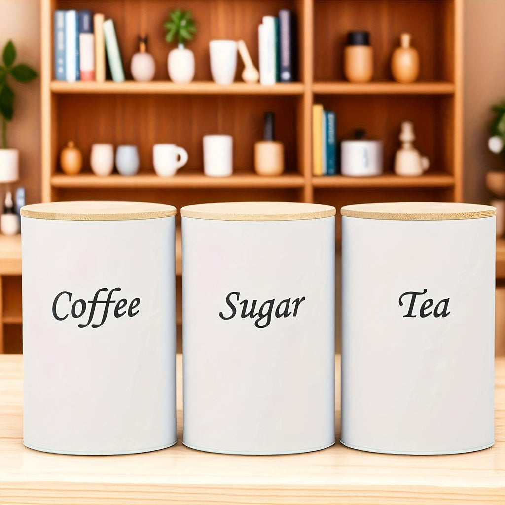 3-Piece Set Of Metal Round Cans, Stainless Steel Canister, Stainless Steel Containers, Coffee Storage Canisters For Tea, Coffee, Sugar, Reusable, Suitable For Kitchens, Offices, Multi-Purpose Storage