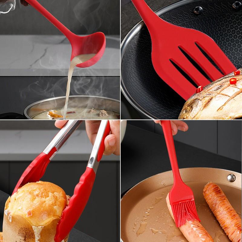 11-Piece Silicone Kitchen Utensil Set, Heat-Resistant Non-Stick Kitchen Utensils, Cooking Utensils, Tools and Gadgets, Long Handle, Camping Gear