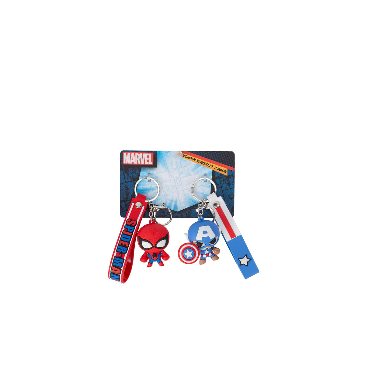 CHARACTER Spiderman and Captain America 2 Pack Wristlet Keychain