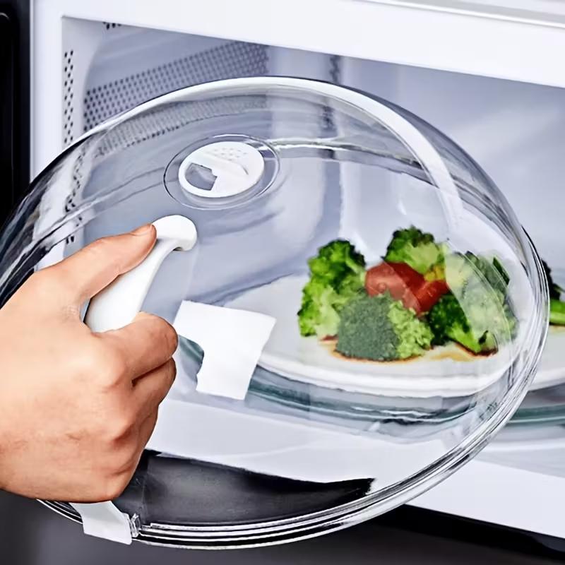 Microwave Splatter Guard, Transparent Food Cover, Reusable Oil-Proof Heat-Resistant Lid, No Battery Needed, Practical Kitchen Cooking Accessory and Gadget, Clear, Cooking Gadgets