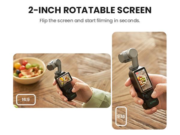Xtra Muse Vlogging Video Recording Digital Camera, 1'' CMOS 4K/120fps, 3-Axis Handheld Stabilizer, Fast Focusing, Face/Object Tracking, Micro SD Compatible, Grab Go Portable Handycam Camcorder,sohochic