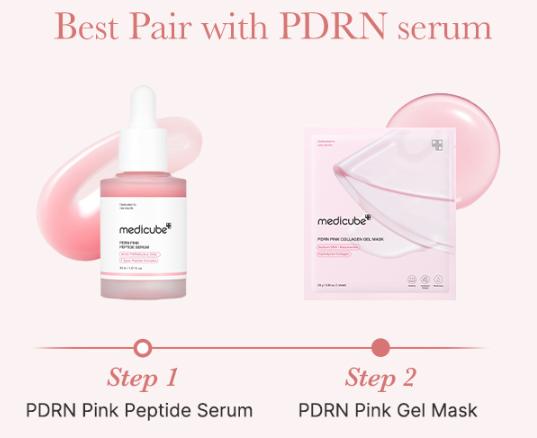 [medicube] PDRN Pink Collagen Gel Mask 4 Sheets Salmon DNA Color Changing Pink Glow Collagen Facial Mask Korean Skincare