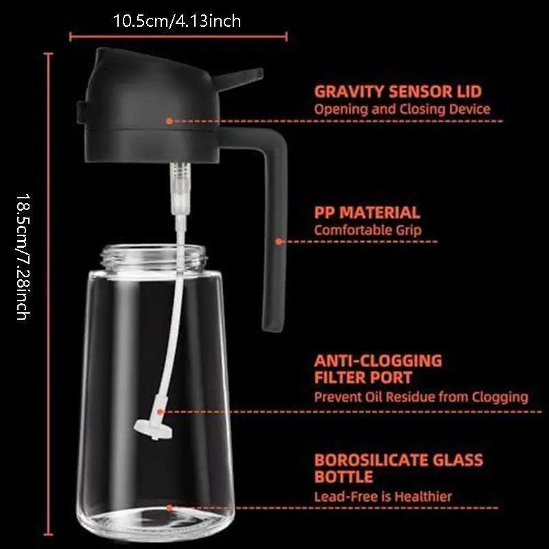 16 oz Glass Oil Spray Bottle, Oil Mister Spray Bottle for Cooking, 2-in-1 Olive Oil Sprayer and Kitchen Cooking Oil Dispenser, Glass Oil Bottle for Kitchen with 470 mL Aroma Mist Spray-and-Pour Design, Home Use Kitchenware, Kitchen Gadgets #GLOBAL...