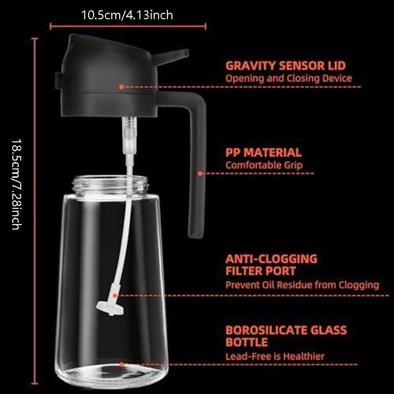 16 oz Glass Oil Spray Bottle, Oil Mister Spray Bottle for Cooking, 2-in-1 Olive Oil Sprayer and Kitchen Cooking Oil Dispenser, Glass Oil Bottle for Kitchen with 470 mL Aroma Mist Spray-and-Pour Design, Home Use Kitchenware, Kitchen Gadgets #GLOBAL...