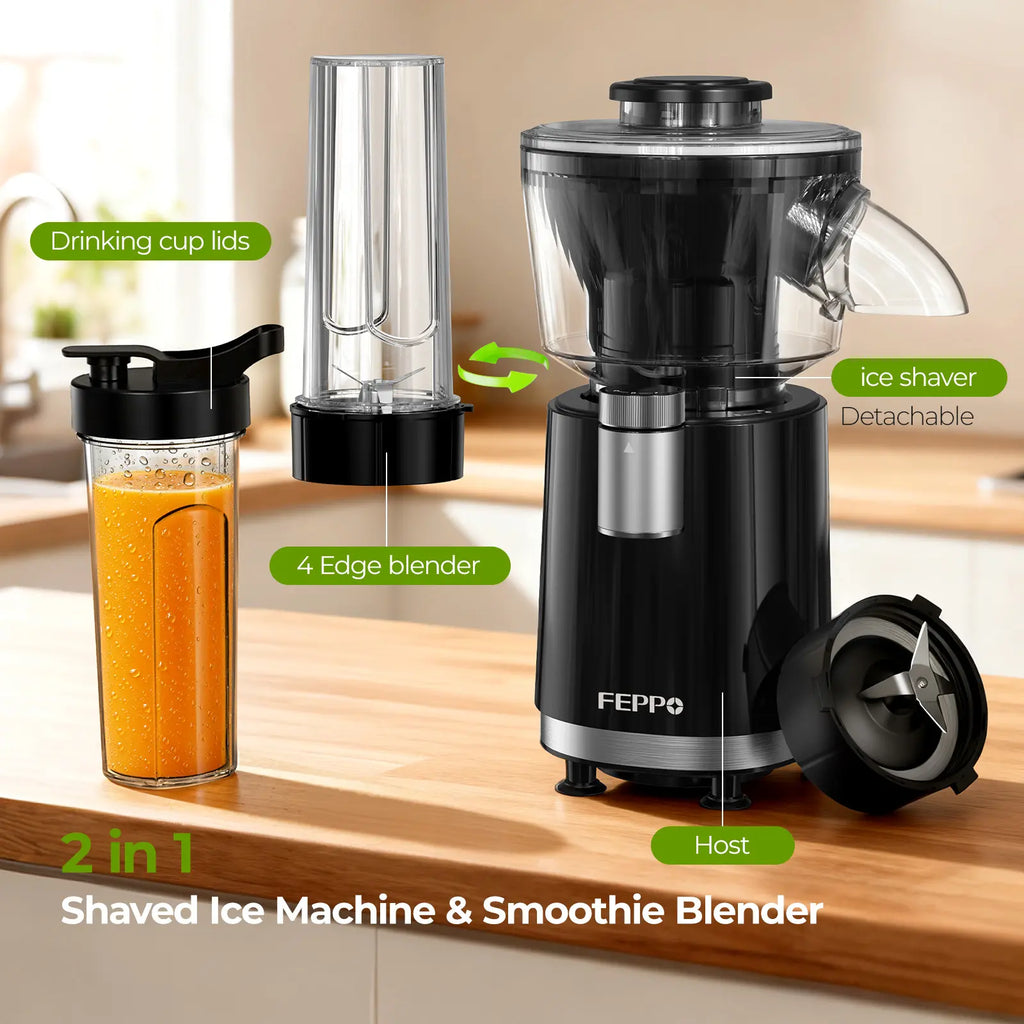 Clearance Sale FEPPO Snow Cone Machine & Smoothie Blender 2 in 1, 700W Powerful Shaved Ice Machine Slushine Machine, Healthy Frozen Drink Maker with Stainless Steel Blade & Smoothie Recipe,for Home Kitchen Party,back to school,back to school haul,...