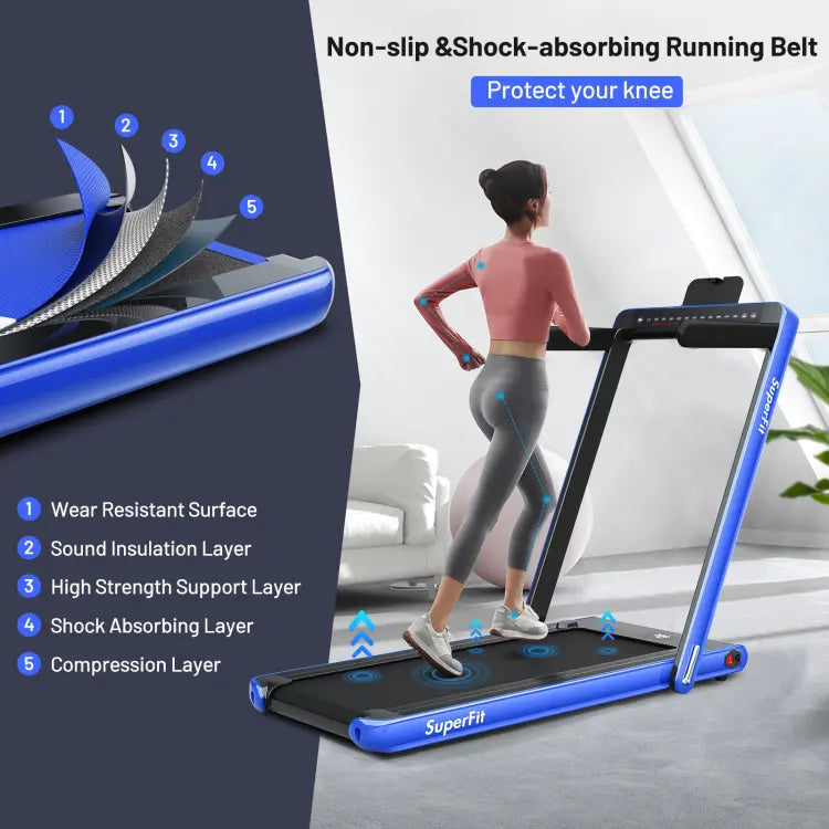 COSTWAY 2-in-1 Treadmill, 7.5MPH Under-Desk Electric Treadmill w/Dual Display, Bluetooth Speaker, APP & Remote Control, Speed Adjustable Portable Walking Pad Jogging Machine for Home