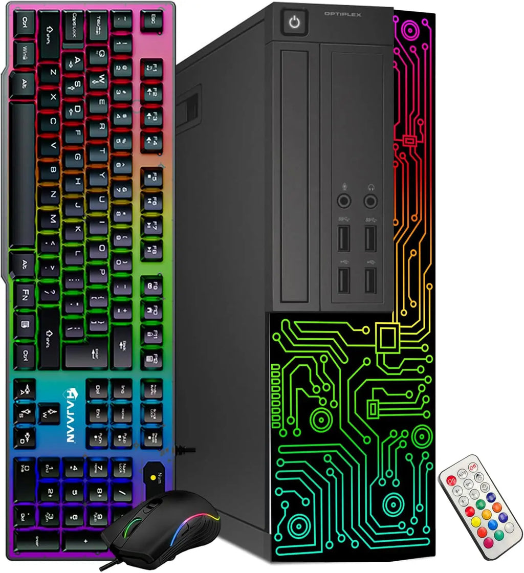 Dell OptiPlex Desktop RGB Computer PC, Intel Core i7 Processor, 16GB RAM, 512GB SSD, 24 Inch HDMI Monitor, RGB Keyboard Mouse and Headset, WiFi, Windows 11 Pro (Renewed)