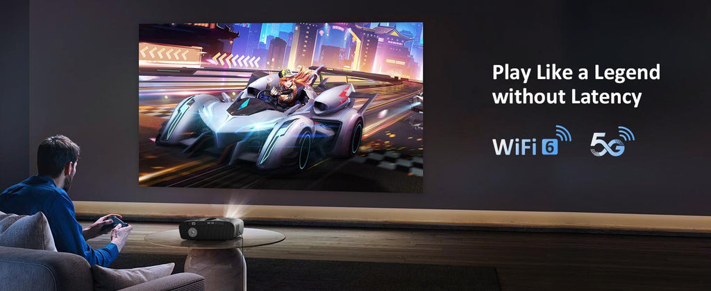 ZCGIOBN 4K Ultra HD Smart Projector - 2300 ANSI Lumens Daylight Home Theater Projector with WiFi 6, Bluetooth, NFC, Android Streaming Apps, HDR10+, Auto Focus, HDMI 2.1 ARC, USB, Audio Speaker, Connection Options, Dustproof Design for Gaming, Movie