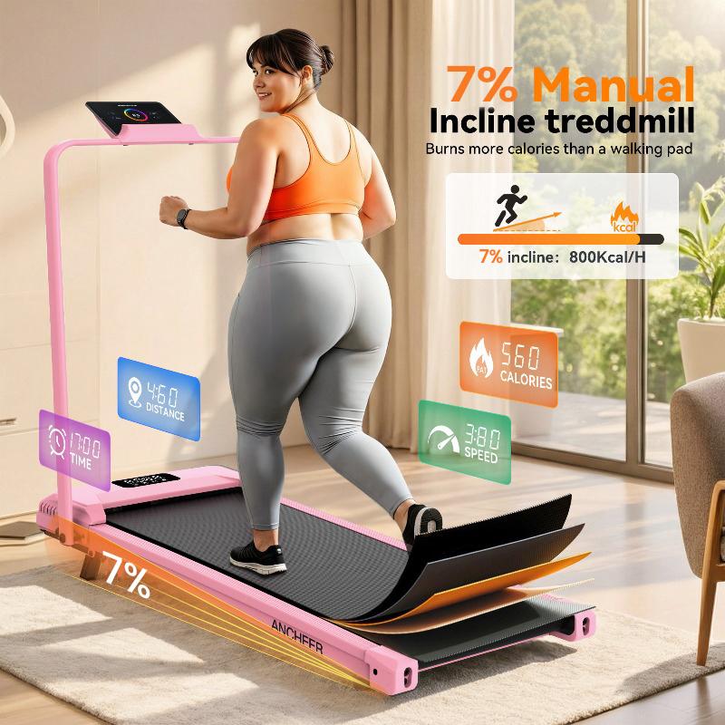 Ancheer Foldable Under Desk 3.5HP Walking Pad, Compact Portable Treadmill with Shock Absorption, 320lbs Capacity Office/Home Gym Gear, Adjustable Height Stepper for Cardio & Workout from Home