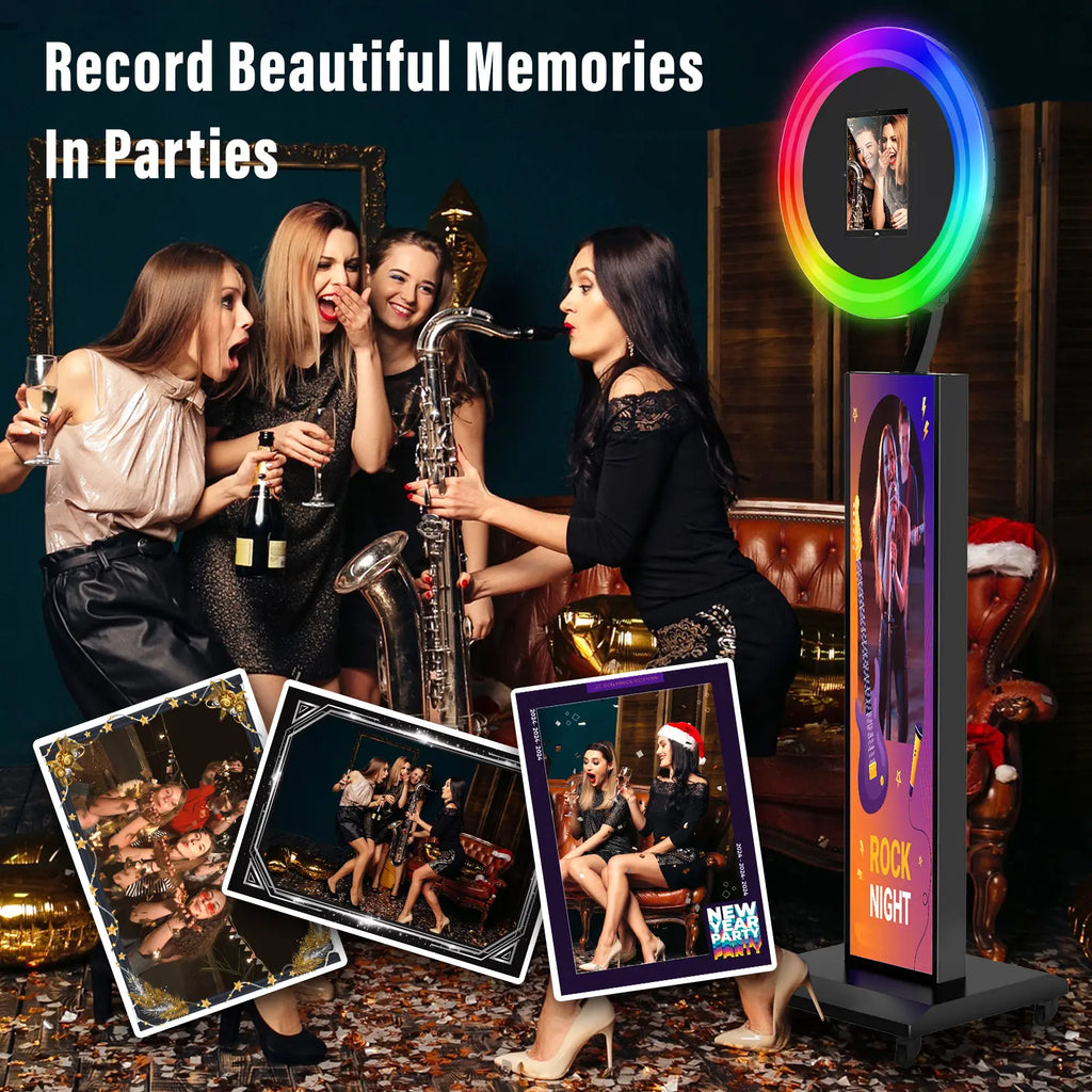 MWE Wood Photo Booth Stand - Bluetooth Adjustable with App & Remote Control, Portable Custom Selfie Accessory, Ring Light Stand, Party Supplies for Events, Compatible with iPad 12.9/11/10.9/10.2