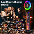 MWE Wood Photo Booth Stand - Bluetooth Adjustable with App & Remote Control, Portable Custom Selfie Accessory, Ring Light Stand, Party Supplies for Events, Compatible with iPad 12.9/11/10.9/10.2