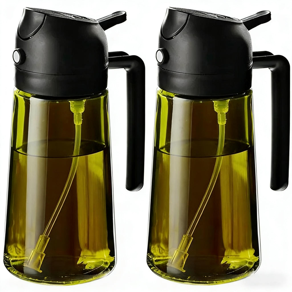 16 oz Glass Oil Spray Bottle, Oil Mister Spray Bottle for Cooking, 2-in-1 Olive Oil Sprayer and Kitchen Cooking Oil Dispenser, Glass Oil Bottle for Kitchen with 470 mL Aroma Mist Spray-and-Pour Design, Home Use Kitchenware, Kitchen Gadgets #GLOBAL...