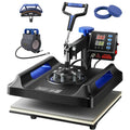 VEVOR 5-in-1 Heat Press Kit, 15x15in 360° Swing Away Hand Tool, 1000W Digital Display Control, Quick Heating, Anti-Burn Safety, Non-Stick Coated, 20.07x15.75x18.51in, Ideal for T-Shirts, Hats, Caps, Mugs