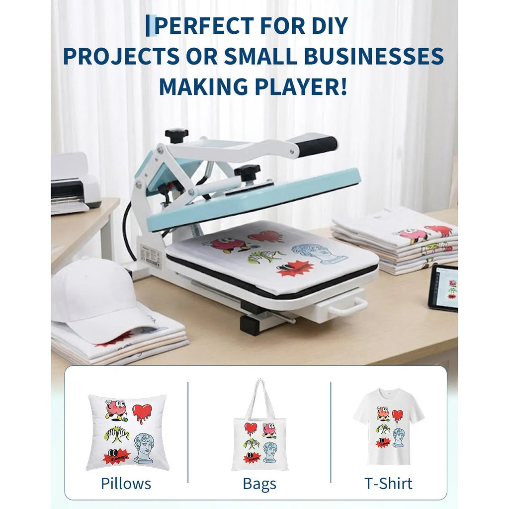 Hosslly 15x15in Heat Press Machine - Professional Slide-Out Sublimation & Vinyl Transfer Tool - Industrial Digital Printmaker for T-Shirts, Tote Bags, Polyester Items, Mouse Pads - DIY Sewing & Crafts Supplies