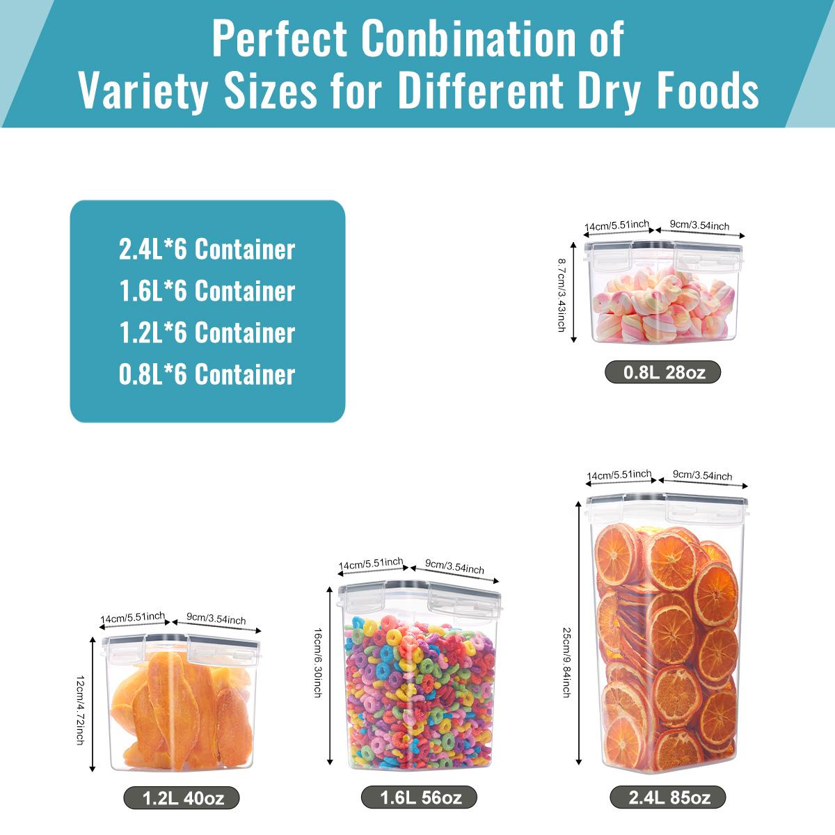 Plastic Leak-Proof Food Storage Containers (6/12/24pcs) with See-Through Lids, Stackable Kitchen Gadgets for Storage Organization, Microwave-Reheat Safe for Cereal, Rice, Pasta, Flour & Sugar, Transparent
