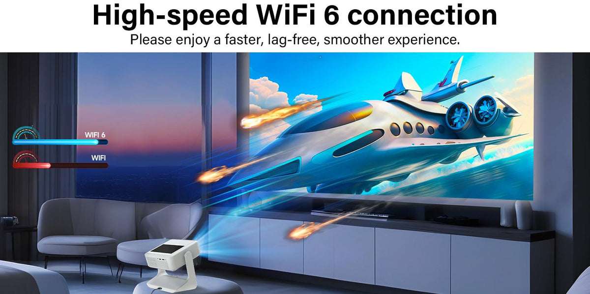 A2pro 8-inch Touch Screen Projector - Native 1080P, 4K Supported, Auto Focus & Correction, Dolby Audio, Wi-Fi 6, Bluetooth Connection, 180° Rotatable, Home Projector for Games, Movies, Gifts