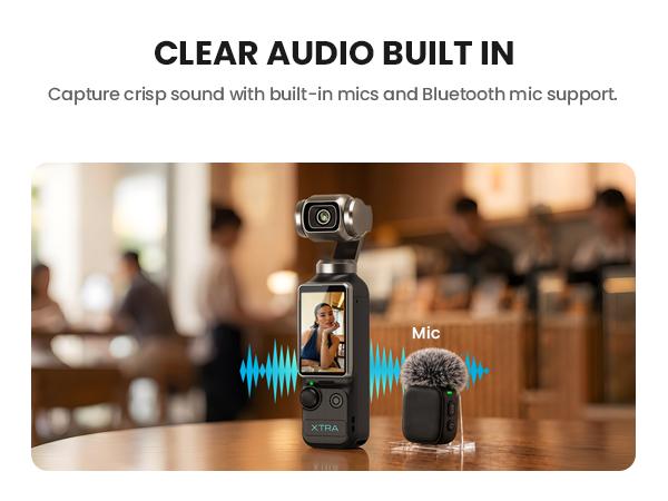 Xtra Muse Vlogging Video Recording Digital Camera, 1'' CMOS 4K/120fps, 3-Axis Handheld Stabilizer, Fast Focusing, Face/Object Tracking, Micro SD Compatible, Grab Go Portable Handycam Camcorder,sohochic