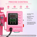 AKEYDIY 15x12in 5-in-1 Pink Swing-Away Heat Press Machine - Upgraded 360° Rotation, Auto Reset Safety, LCD Temp & Time, Adjustable Pressure, Beginner Friendly for DIY Crafts, Heat Transfer Vinyl Projects