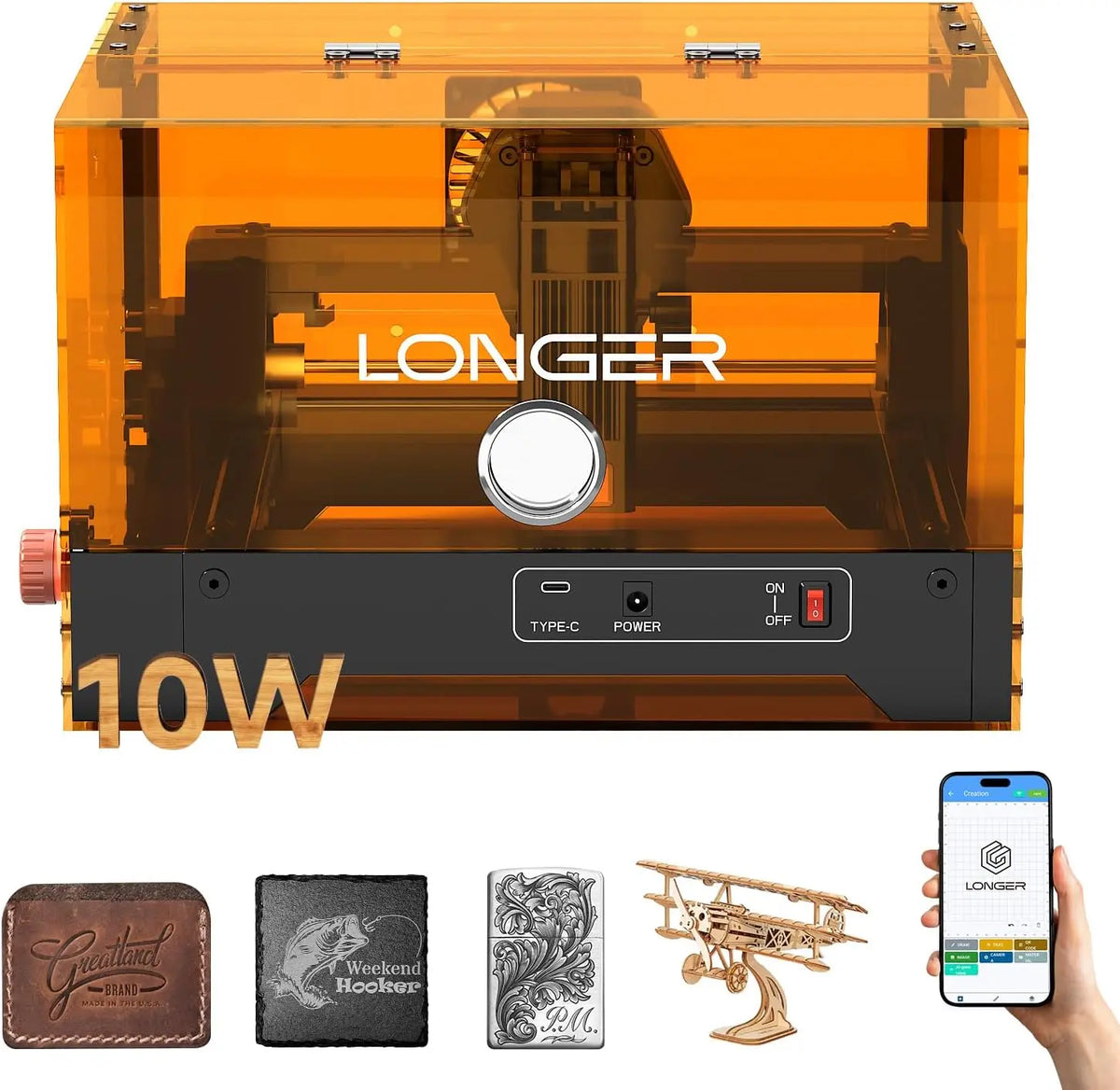 Longer RAY5 miniS Laser Engraver with Enclosure - 10W Output, 12000mm/min High-Speed, 130x120mm Engraving Area, Built-in Wi-Fi, APP Control, FDA Class 1 Safety for Beginner Crafters, Custom Engravings on Multiple Surfaces (Millimeters Measurement)