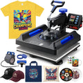 VEVOR Multifunction Digital Display Heat Press DIY Kit Complete Printing Business Starter Kit, Heat Press with Vinyl Cutter, Automatic Edge Detection Vinyl Cutter Machine with Design Software and Materials