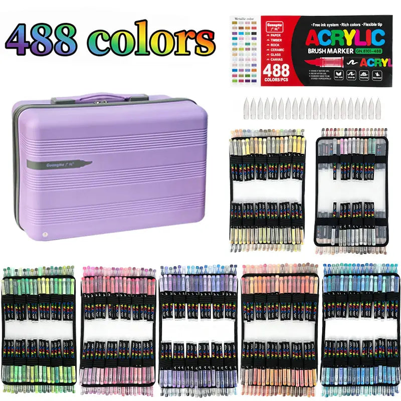 488 Color Marker Gift Box, Handheld Storage Case, Flexible Soft Tip, High Saturation DIY Art Brushes, Perfect for Creative Projects