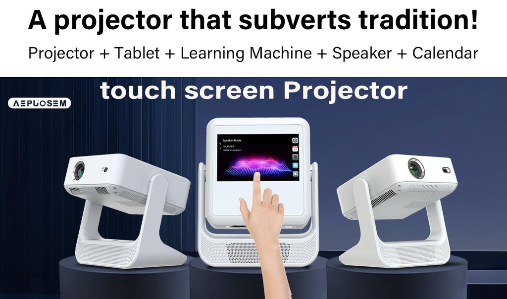 A2pro 8-inch Touch Screen Projector - Native 1080P, 4K Supported, Auto Focus & Correction, Dolby Audio, Wi-Fi 6, Bluetooth Connection, 180° Rotatable, Home Projector for Games, Movies, Gifts