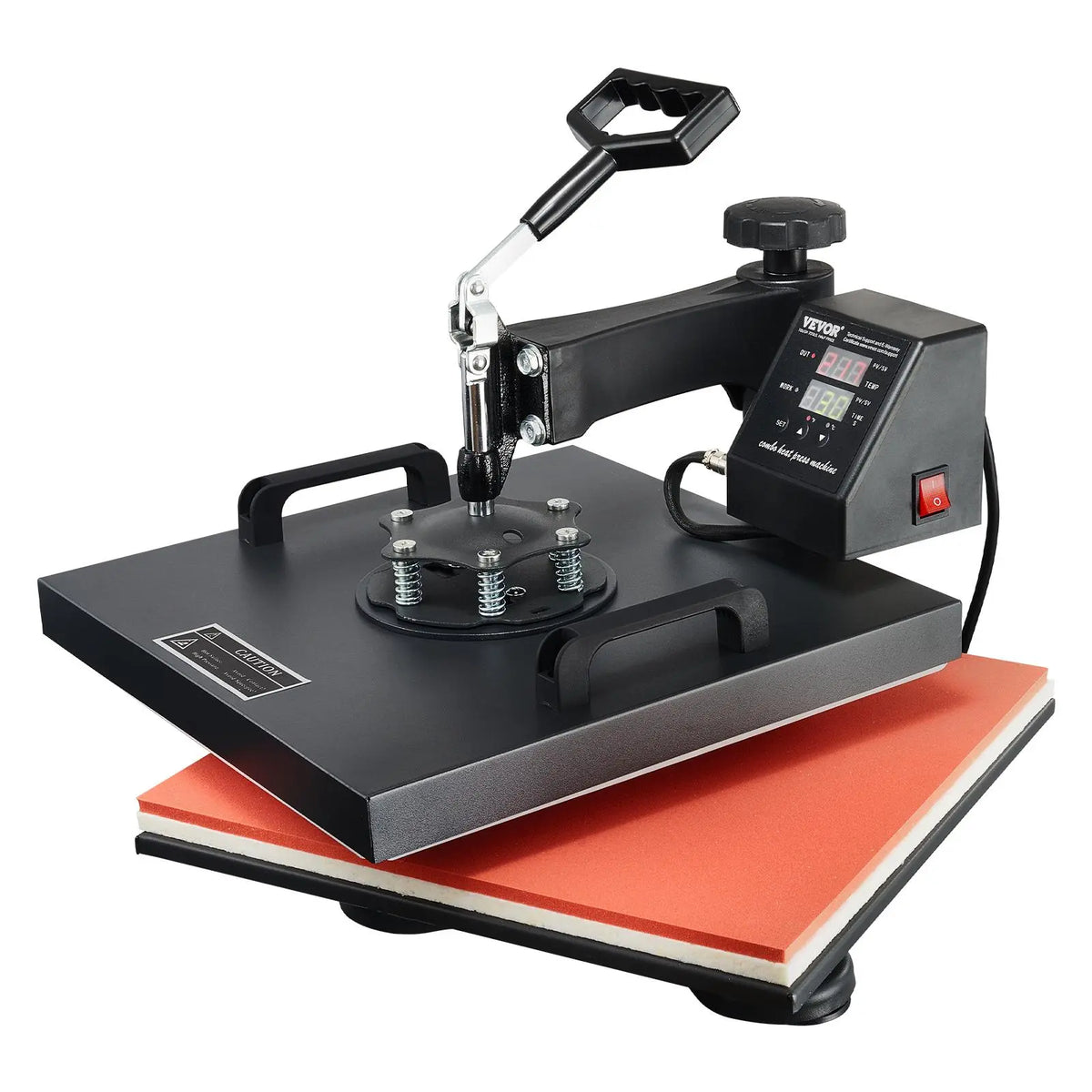 【Fallpicks】2 in 1 Heat Press Machine with Hat Press Attachment, 360° Swing-Away Design, 1100W Flat + Curved Large Platen, Digital Precise Control, Fast Even Heating, Anti-Burn, Auto Shut-Off, Auto Alarm for T-Shirts/Crafts, Black