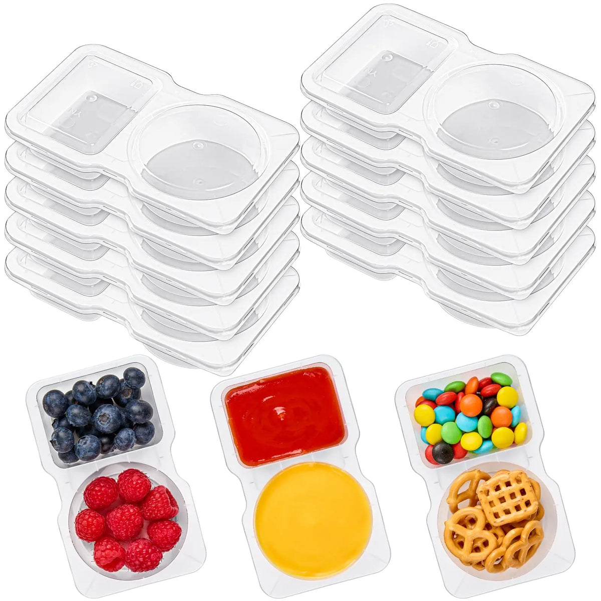 Reusable Snack Container with Lid, Double Compartment Portion Control Snack Box for Camping, Kitchen Utensils & Gadgets, Food Storage Container, Snack Containers Reusable