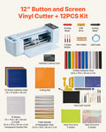 VEVOR 12 in Vinyl Cutting Machine, Button & Screen Controlled with Materials & Tool Kit, 5000+ Built-in Design Resources, Compatible with Mac, Windows, Android & iOS, DIY for All Scenes Home Crafts Cutter, Wireless, Buttons+Screen,sohochic