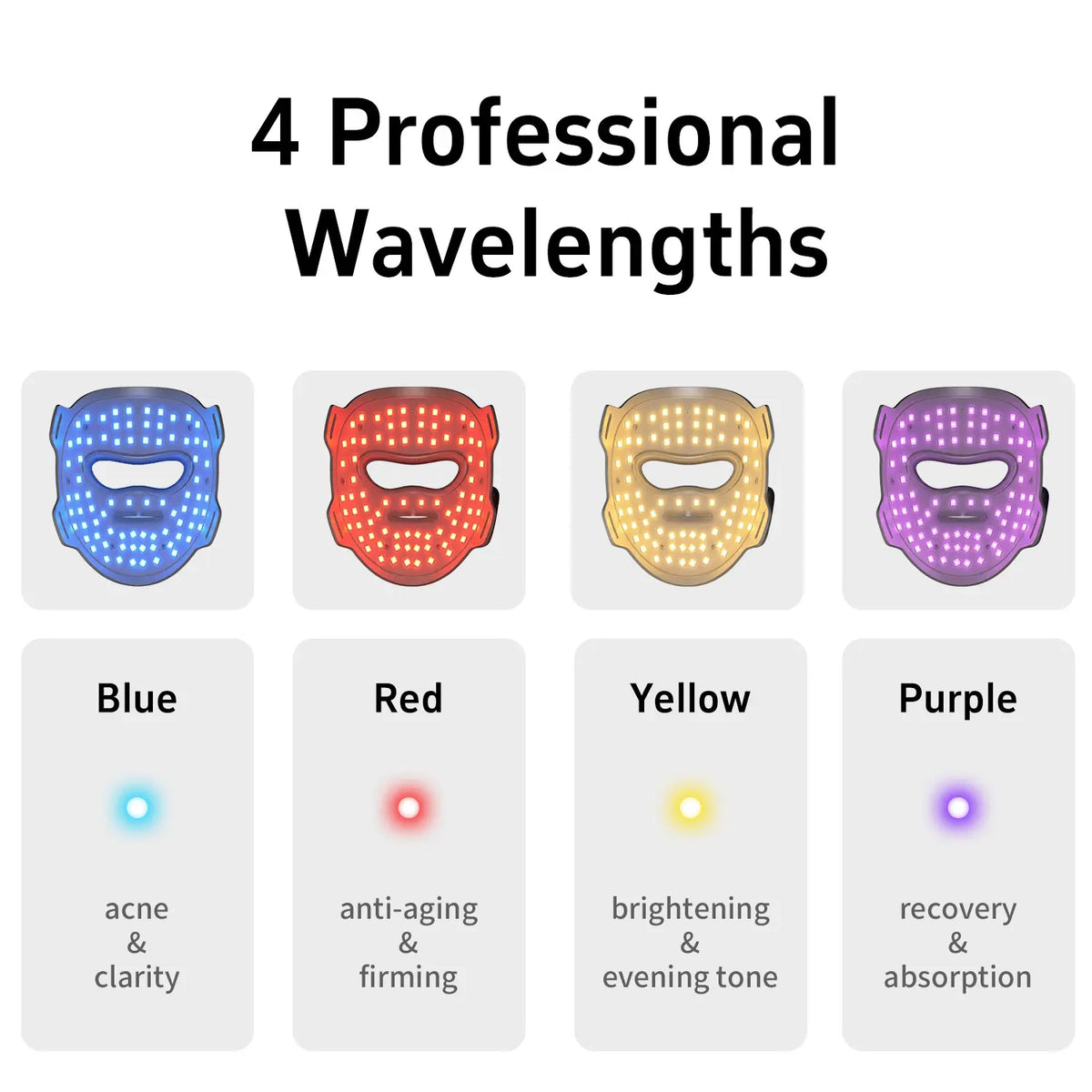 Lumesse 4-Color LED Light Therapy Mask - Wireless Charging Photorejuvenation Device for Female, All Skin Types, Single Item, Ideal Autumn-Winter Facial Care Gift